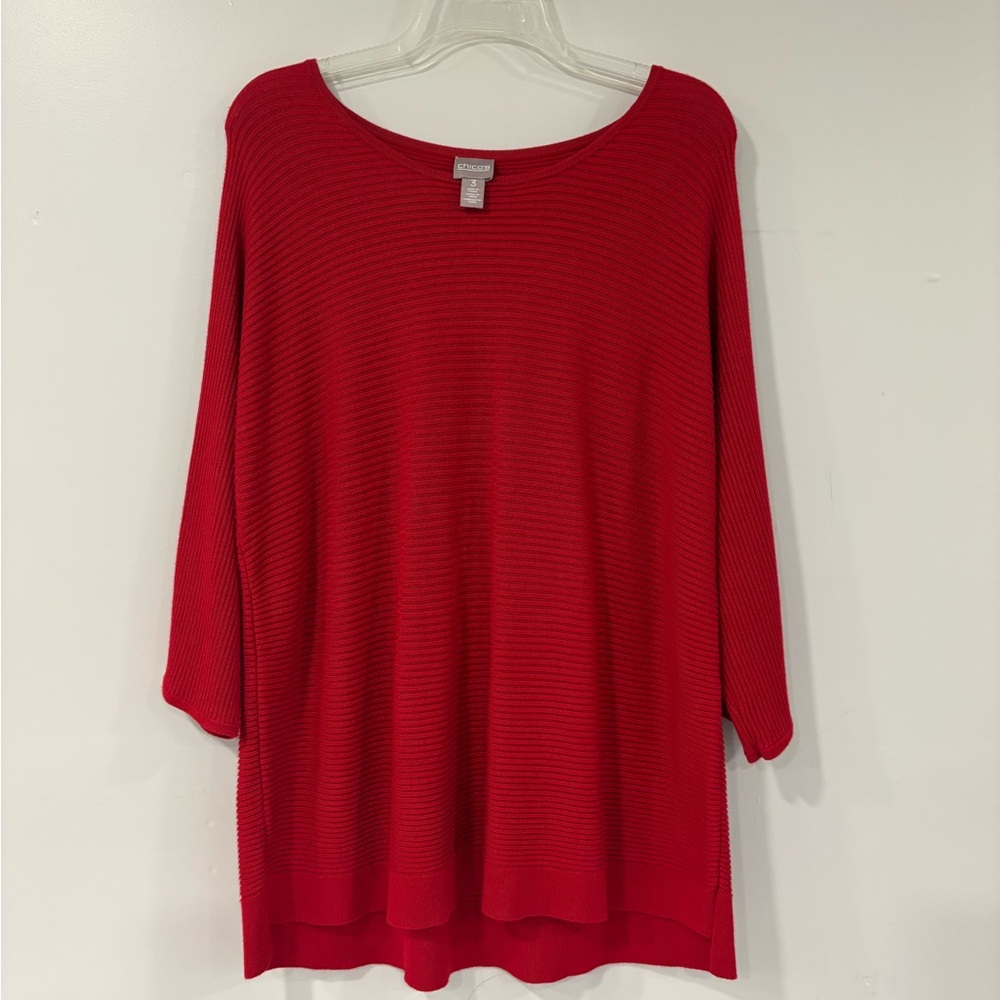 Chico's Vibrant Red Knit Sweater Size XL